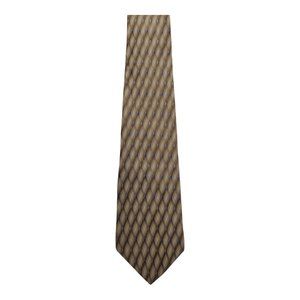 Jones New York Checkered Pattern Beige 100% Silk Necktie